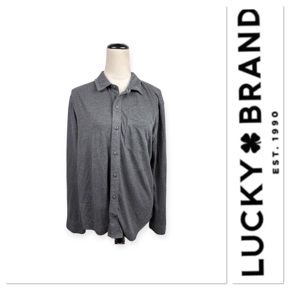 Lucky Brand gray button up cozy warm top  size large
